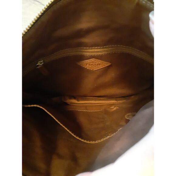 Fossil Key Brown Leather Crossbody Purse Extended Zipper Classic Neutral 11 X 10 - Picture 5 of 11
